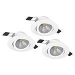 Faretto Ad Incasso Moderno Saliceto In Alluminio Bianco 3 Luci Led 6W 2700K