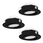 Eglo Faretto Ad Incasso Contemporaneo Pineda Policarbonato Nero 3 Luci Led 5,5W