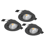 Eglo Faretto Ad Incasso Moderno Saliceto In Alluminio Nero 3 Luci Led 6W 2700K