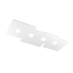 Plafoniera Moderna Rettangolare Plate Metallo Bianco 4 Luci Gx53