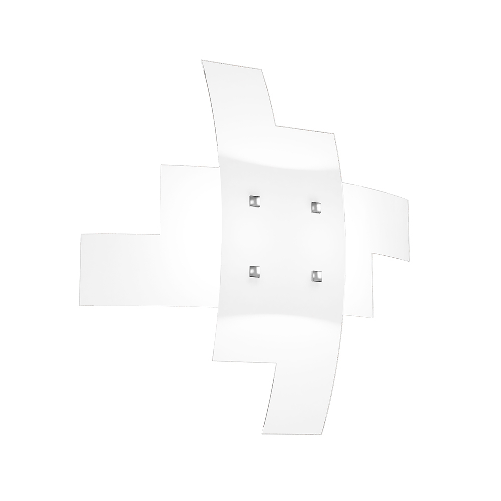 Plafoniera Moderna Tetris Metallo Bianco Vetro 4 Luci E27B55Cm