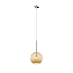 Sospensione Contemporanea Future Metallo Cromo Vetro Ambra 1 Luce E27 D.20Cm