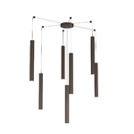 Sospensione Moderna Round Tube Metallo Marrone 7 Luci Gu10