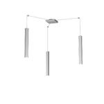 Sospensione Moderna Square Tube Metallo Grigio 3 Luci Gu10