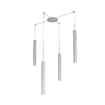 Sospensione Moderna Round Tube Metallo Grigio 4 Luci Gu10