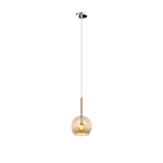 Sospensione Contemporanea Future Metallo Cromo Vetro Ambra 1 Luce E27 D.15Cm