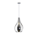 Sospensione Contemporanea Drop Metallo Cromo Vetro Cromo 1 Luce E14 D.22Cm