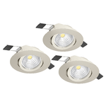 Faretto Ad Incasso Moderno Saliceto In Alluminio Nichel Satinato 3 Luci Led 6W