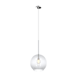 Sospensione Contemporanea Future Metallo Cromo Vetro Trasp. 1 Luce E27 D.25Cm