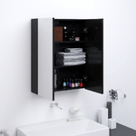 VidaXL Armadietto a Specchio per Bagno 60x15x75 cm MDF Nero Lucido