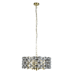 Lampadario Classico Iris Acciaio Ottone Vetro 5 Luci E14