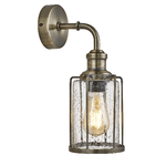 Applique Industrial-Nordico Tubi Acciaio Ottone Vetro 1 Luce E27