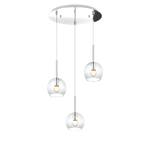 Sospensione Contemp. Rosone Tondo Future Met. Cromo Vetro Trasp. 3 Luci E27 42Cm