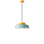 Sospensione Vintage Decò Maracana Ceramica-Vetro Tuchese-Giallo 1 Luce E27