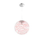 Sospensione Contemporanea Moon Metallo Cromo Vetro Rosso 1 Luce E27 D.30Cm