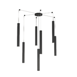 Sospensione Moderna Round Tube Metallo Nero 7 Luci Gu10