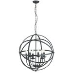 Lampadario Industrial-Nordico Orbita Acciaio Nero 6 Luci E14