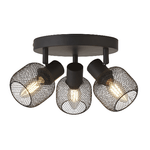 Plafoniera Industrial-Nordico Meshy Acciaio Nero 3 Luci E14