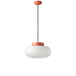 Sospensione Vintage Decò Maracana Ceramica-Vetro Bianco-Arancio 1 Luce E27