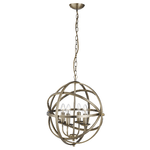 Lampadario Industrial-Nordico Orbita Acciaio Ottone 4 Luci E14