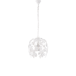 Lampadario Shabby Edera 1 Luce Ferro Battuto Bianco Con Foglie E Cristalli