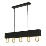 Lampadario Industrial-Nordico Pianoforte Acciaio Nero 5 Luci E27