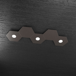 Plafoniera Moderna 5 Moduli Hexagon Metallo Marrone 3 Luci Led 12X3W