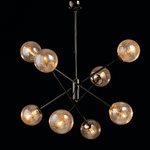 Sospensione Design Moderno Contemporaneo Cromo Nero Con Vetri 8 Luci Tresor