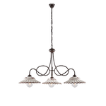 Lampadario Country Chic Bistrot 3 Luci Ruggine Con Ceramica Vietrese