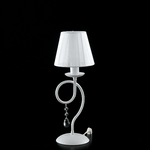 Lumetto Classico 1 Luce Ferro Bianco e Cristalli con Paralume Serie Elegant