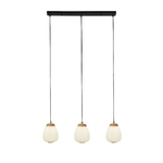 Lampadario Contemporaneo Ella Acciaio Bianco Vetro Nero 3 Luci E14