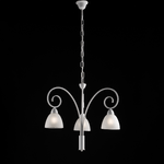 Lampadario 3 Luci Ferro Batturo Bianco Shabby e Vetro Bianco Serie Aurelio