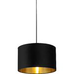 Sospensione Contemporanea Velluto Acciaio Nero Tessuto Oro 1 Luce B22/E14/E27