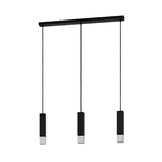 Eglo Lampadario Industrial Butrano 3 Luci Acciaio Nero E Argento