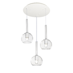 Top Light Sospensione Contemp. Rosone Tondo Future Met. Bianco Vetro Trasp. 3 Luci E27