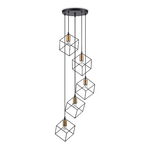 Sospensione Industrial-Minimal Ice Metallo Nero 5 Luci E27