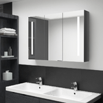 VidaXL Armadietto Bagno con Specchio e LED 89x14x62 cm Grigio Lucido