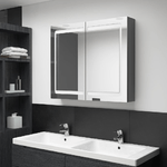 VidaXL Armadietto Bagno con Specchio e LED Grigio 80x12x68 cm