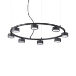 Sospensione Industrial-Minimal Minor Metallo Nero 8 Luci Gx53 9W 3000K