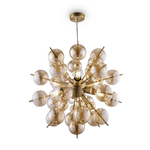 Maytoni Lampadario Contemporanea Bolla Metallo Ottone 6 Luci Diffusori Vetro Ambra