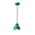 Ferroluce Lampadario Vintage Decò Berimbau Ceramica Turchese 1 Luce E27