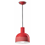 Ferroluce Lampadario Vintage Decò Caxixi Ceramica Rosso Corallo 1 Luce E27