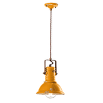 Ferroluce Lampadario Industrial Ferro E Ceramica Vintage Giallo 1 Luce E27 23Cm