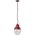 Ferroluce Lampadario Industrial Ferro E Ceramica Con Rete Vintage Bordeaux 1 Luce E27 26Cm