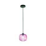 Be Light Sospensione Ovale Alta Moderna Plisse Rosa 1 Luce E27 In Vetro Rigato