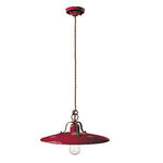 Ferroluce Lampadario Vintage Country Ferro E Ceramica Bordeaux 1 Luce E27