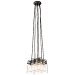 Lampadario Contemporaneo Brinley Acciaio Bronzo Antico Vetro 6 Luci E27