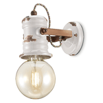 Ferroluce Applique Industrial Minimal Urban Ferro E Ceramica Vintage Bianco 1 Luce E27