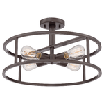 Lampadario Industrial Nordico New Harbor Acciaio Bronzo Western 4 Luci E27