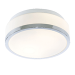 SearchLight Plafoniera Contemporanea Formaggio Acciaio Cromo Vetro Bianco 1 Luce E27 23Cm